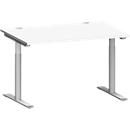 Schäfer Shop Genius Bureau MODENA FLEX, tube rond à pieds en T, L 1200 x P 800 mm, blanc/alu blanc