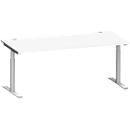 Schäfer Shop Genius Bureau MODENA FLEX, tube rond à pieds en T, L 1800 x P 800 mm, blanc/alu blanc