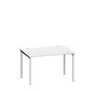 Schäfer Shop Genius Bureautafel MODENA FLEX, 4-poot ronde buis, B 1200 x D 800 mm, lichtgrijs/blank aluminium 