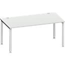 Schäfer Shop Genius Bureautafel MODENA FLEX, 4-poot ronde buis, B 1600 x D 800 mm, lichtgrijs/blank aluminium 