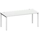 Schäfer Shop Genius Bureautafel MODENA FLEX, 4-poot ronde buis, B 1800 x D 800 mm, lichtgrijs/blank aluminium 