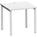 Schäfer Shop Genius Bureautafel MODENA FLEX, 4-poot ronde buis, B 800 x D 800 mm, lichtgrijs/blank aluminium 