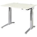 Schäfer Shop Genius Bureautafel PLANOVA ergoSTYLE, C-poot, rechthoek, tweetraps elektr. in hoogte verstelbaar, B 1200 mm, wit/blank aluminium 