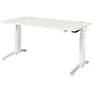 Schäfer Shop Genius Bureautafel PLANOVA ergoSTYLE, C-poot, rechthoek, tweetraps elektr. in hoogte verstelbaar, B 1600 mm, wit/wit 