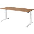 Schäfer Shop Genius Bureautafel PLANOVA ergoSTYLE, C-poot, rechthoek, tweetraps elektr. in hoogte verstelbaar, B 1800 mm, kersen-Romana-patroon/wit 
