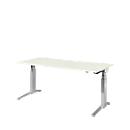Schäfer Shop Genius Bureautafel PLANOVA ergoSTYLE, C-poot, rechthoek, tweetraps elektr. in hoogte verstelbaar, B 1800 mm, wit/blank aluminium 