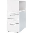Schäfer Shop Genius Caisson d'appoint avec armoire étagères à poser, verrouillable, poignée 2, blanc 