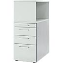 Schäfer Shop Genius Caisson d'appoint avec armoire étagères à poser, verrouillable, poignée 2, gris clair 