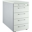 Schäfer Shop Genius Caisson fixe 13333, avec poignée angulaire, l. 435 x H 717 mm, alu blanc/gris clair/gris clair 