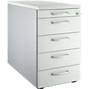 Schäfer Shop Genius Caisson fixe 13333, avec poignée incurvée, l. 435 x H 717 mm, gris clair/alu blanc 