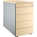 Schäfer Shop Genius Caisson fixe 13333, l. 435 x P 800 x H 717 mm, avec gorge de préhension, alu blanc/érable