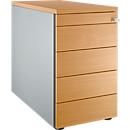 Schäfer Shop Genius Caisson fixe 13333, l. 435 x P 800 x H 717 mm, avec gorge de préhension, alu blanc/hêtre