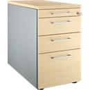 Schäfer Shop Genius Caisson fixe 1336, avec poignée angulaire, l. 435 x H 717 mm, coloris alu blanc/alu blanc/érable 