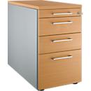 Schäfer Shop Genius Caisson fixe 1336, avec poignée angulaire, l. 435 x H 717 mm, coloris alu blanc/alu blanc/hêtre 