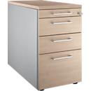 Schäfer Shop Genius Caisson fixe 1336, avec poignée carrée, L 435 x H 717 mm, alu blanc/décor chêne