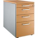 Schäfer Shop Genius Caisson fixe 1336, avec poignée ronde, L 435 x H 717 mm, alu blanc/alu blanc/décor hêtre
