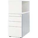 Schäfer Shop Genius Caisson fixe avec étagère à poser, verrouillable, rainure de poignée latérale, blanc