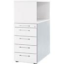 Schäfer Shop Genius Caisson haut avec module à poser, verrouillable, L 435 x P 800 x H 1092 mm, poignées carrées, blanc