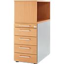 Schäfer Shop Genius Caisson haut avec module à poser, verrouillable, L 435 x P 800 x H 1092 mm, poignées carrées, décor hêtre