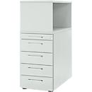 Schäfer Shop Genius Caisson haut avec module à poser, verrouillable, L 435 x P 800 x H 1092 mm, poignées carrées, gris clair 