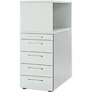 Schäfer Shop Genius Caisson haut avec module à poser, verrouillable, L 435 x P 800 x H 1092 mm, poignées carrées, gris clair