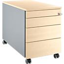 Schäfer Shop Genius Caisson mobile 1233, avec gorge de préhension, l. 435 x H 577 mm, coloris alu blanc/alu blanc/érable 