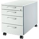 Schäfer Shop Genius Caisson mobile 1233, avec poignée incurvée, l. 435 x H 577 mm, alu blanc/gris clair/gris clair 
