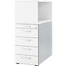 Schäfer Shop Genius Caisson sur pied avec étagère à poser, verrouillable, poignée carrée, blanc