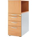 Schäfer Shop Genius Caisson sur pied avec étagère à poser, verrouillable, poignée ronde, hêtre