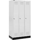 Schäfer Shop Genius Casier de vestiaires sur socle, 3 compartiments, serrure à cylindre, gris clair/gris clair