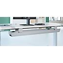 Schäfer Shop Genius Chemin de câbles pour table angle 90°, rabattable, acier, aluminium blanc, largeur 800 mm + 1600 mm