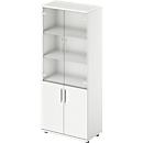 Schäfer Shop Genius combikast TETRIS WOOD, 5 OH, H 1910 mm glas- en draaideuren, hoogte incl. glijders, wit