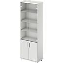 Schäfer Shop Genius combikast TETRIS WOOD, 6 OH, H 2270 mm glas- en draaideuren, hoogte incl. glijders, lichtgrijs