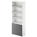 Schäfer Shop Genius combikast TETRIS WOOD, 6 OH, H 2270 mm glas- en draaideuren, hoogte incl. glijders, wit/grafiet