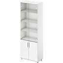 Schäfer Shop Genius combikast TETRIS WOOD, 6 OH, H 2270 mm glas- en draaideuren, hoogte incl. glijders, wit