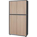 Schäfer Shop Genius Combinaison d'armoires TETRIS WOOD, avec 5 hauteurs de classeurs, place pour jusqu'à 60 classeurs standard, graphite/chêne