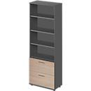 Schäfer Shop Genius combinatiekast TETRIS WOOD, 6 OH, H 2270 mm, 2 hangmappenladen, hoogte incl. glijders, grafiet/eiken