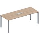 Schäfer Shop Genius conference table MODENA FLEX, 6-way connection, rectangle, 4-leg square tube, W 2000 x D 800 x H 720-840 mm, oak decor/white aluminum