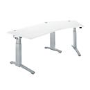 Schäfer Shop Genius desk 135° Planova Ergostyle , fijación a la derecha, regulable en altura, ancho 2165 x fondo 800 mm , aluminio blanco/blanco 