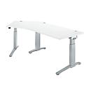 Schäfer Shop Genius desk, ERGOSTYLE S, 135°, left-hand extension, manually height-adjustable, W 2165 x D 800 mm, white/white aluminum