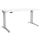 Schäfer Shop Genius desk ERGOSTYLE S, rectangular, electrically height-adjustable, single-level, C-foot, W 1600 x D 800 x H 715-1182 mm, incl. Memory Master, white/white aluminum