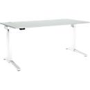 Schäfer Shop Genius desk ERGOSTYLE S, rectangular, electrically height-adjustable, single-level, C-foot, W 1800 x D 800 x H 715-1182 mm, incl. Memory Master, light gray/white