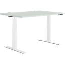 Schäfer Shop Genius desk MODENA FLEX, electrically height-adjustable, rectangular, T-leg, W 1200 x D 800 mm, light gray/white