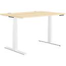 Schäfer Shop Genius desk MODENA FLEX, electrically height-adjustable, rectangular, T-leg, W 1200 x D 800 mm, maple/white
