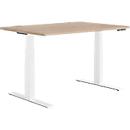 Schäfer Shop Genius desk MODENA FLEX, electrically height-adjustable, rectangular, T-leg, W 1200 x D 800 mm, oak decor/white
