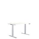 Schäfer Shop Genius desk MODENA FLEX, electrically height-adjustable, rectangular, T-leg, W 1200 x D 800 x H 645-1290 mm, white/white aluminum