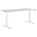 Schäfer Shop Genius desk MODENA FLEX, electrically height-adjustable, rectangular, T-leg, W 1600 x D 800 mm, light gray/white
