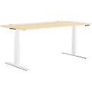 Schäfer Shop Genius desk MODENA FLEX, electrically height-adjustable, rectangular, T-leg, W 1600 x D 800 mm, maple/white