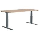Schäfer Shop Genius desk MODENA FLEX, electrically height-adjustable, rectangular, T-leg, W 1600 x D 800 mm, oak/anthracite
