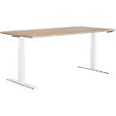 Schäfer Shop Genius desk MODENA FLEX, electrically height-adjustable, rectangular, T-leg, W 1600 x D 800 mm, oak/white